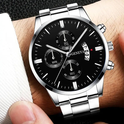 Luxury Silver Stainless Steel Quartz Watch